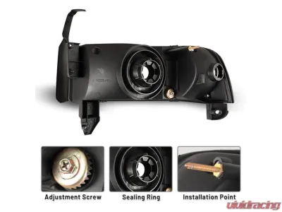 Winjet Black/Clear Crystal Head Lights Dodge Ram 1500 | 2500 | 3500 1994-2002 - CHWJ-0292-B