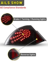 Winjet Black/Clear LED Tail Lights Mitsubishi Eclipse 2000-2005                                     - CTWJ-0040-BC - Image 2