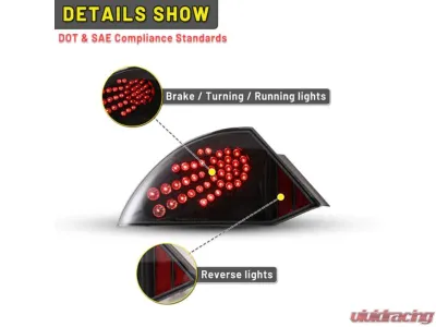 Winjet Black/Clear LED Tail Lights Mitsubishi Eclipse 2000-2005 - CTWJ-0040-BC