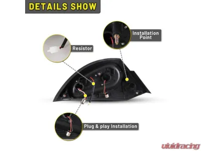Winjet Black/Clear LED Tail Lights Mitsubishi Eclipse 2000-2005 - CTWJ-0040-BC
