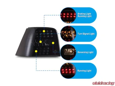 Winjet Black/Smoke LED Tail Lights Volkswagen Golf IV 1999-2004 - CTWJ-0114-BS