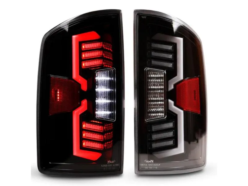 Winjet Glossy Black/Clear LED Tail Lights Dodge Ram 1500 | 2500 | 3500 2002-2006 - CTWJ-0707-GBC-SQ