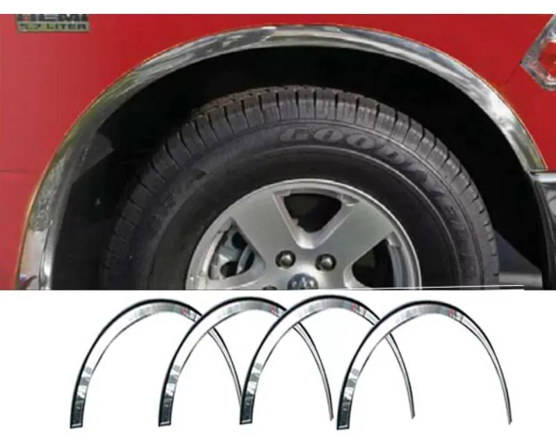 Quality Automotive Accessories 4-Piece Molded Stainless Steel Wheel Well Fender Trim Molding Ram Trucks Ram 2-Door 4-Door Heavy Duty 2500 HD 2010-2019 - WZ51936