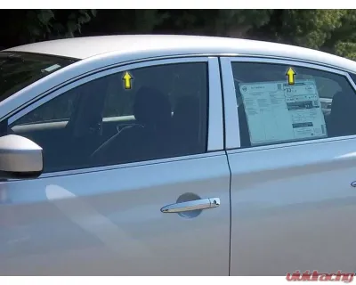 Quality Automotive Accessories 4-Piece Stainless Steel Window Trim Package Nissan Sentra 4-Door Sedan 2013-2019 - WP13576