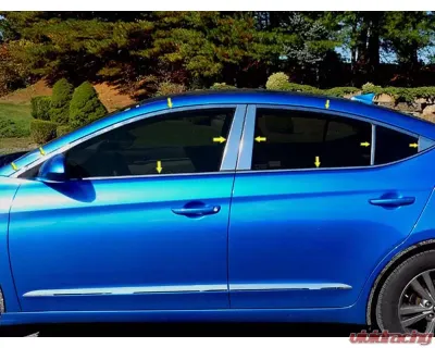 Quality Automotive Accessories 20-Piece Stainless Steel Window Trim Package Hyundai Elantra 4-Door Sedan 2017-2020 - WP17341