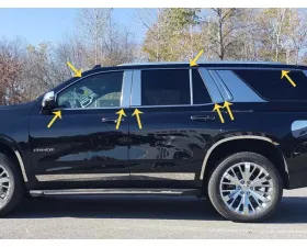 Quality Automotive Accessories 10-Piece Stainless Steel Window Trim Package Chevrolet Suburban 4-Door SUV 2021-2022