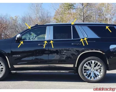 Quality Automotive Accessories 22-Piece Stainless Steel Window Trim Package Chevrolet Tahoe 4-Door SUV 2021-2022 - WP61190