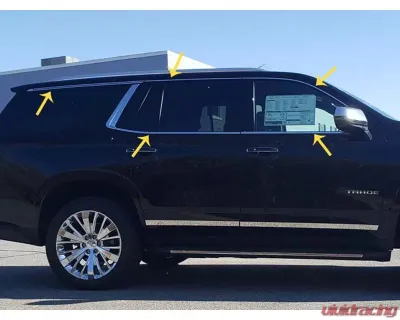 Quality Automotive Accessories 10-Piece Stainless Steel Window Trim Package Chevrolet Tahoe 4-Door SUV 2021-2022 - WP61191