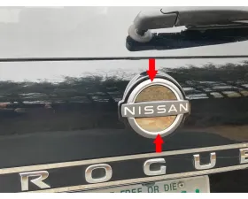Quality Automotive Accessories Stainless Steel rear Nissan Emblem half round Trim 2-Piece Nissan Rogue 2021-2023