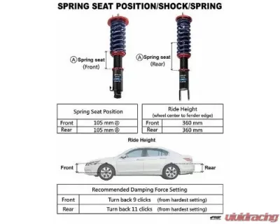 Buddy Club Sport Spec Damper Coilovers Kit Honda Accord | Acura TSX 2008-2013 - BC02-SSHCP3