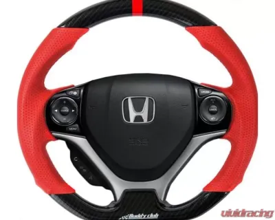 Buddy Club Sport Time Attack (RED) Carbon Style Steering Wheel Honda Civic 2012-2015 - BC08-RSSWFB-RC