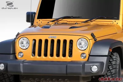 2007-2018 Jeep Wrangler Duraflex Power Dome Hood - 1 Piece - 109692