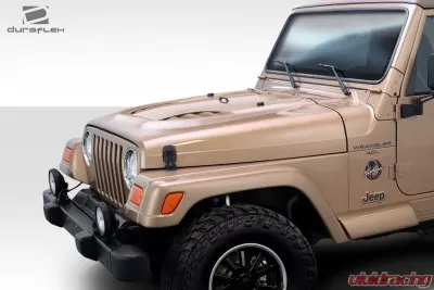 1997-2006 Jeep Wrangler Duraflex Power Dome Hood - 1 Piece - 113012