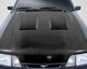 1987-1993 Ford Mustang Carbon Creations Heat Extractor Hood - 1 Piece