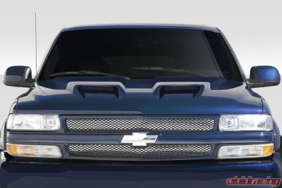 1999-2002 Chevrolet Silverado 2000-2006 Tahoe Suburban Duraflex Dual Ram Air Hood - 1 Piece - 115184