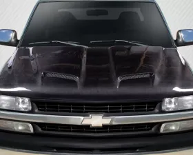 1999-2002 Chevrolet Silverado 2000-2006 Tahoe Suburban Carbon Creations Dual Ram Air Hood - 1 Piece