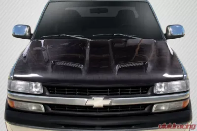 1999-2002 Chevrolet Silverado 2000-2006 Tahoe Suburban Carbon Creations Dual Ram Air Hood - 1 Piece - 115434