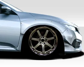 2016-2021 Honda Civic 4DR Duraflex RBT Widebody Look Front Fenders - 6 Piece