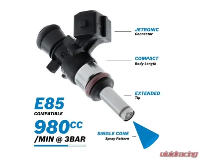 Bosch 980cc/min High Impedance EV14 Fuel Injector Short Style Extended Tip - 0280158040