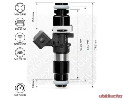 Bosch Motorsport Injector 870cc 65mm EV14L 5pcs - 130-05-087