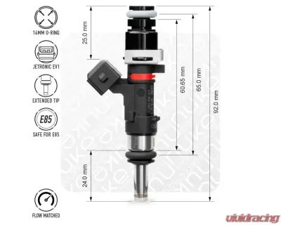 Bosch Motorsport Injector 627cc 65mm EV14L 8pcs - 130-08-063