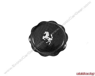 Exotic Car Gear Carbon Fiber Oil Cap Cover w/ Genuine Cavallino Ferrari Models - ECG-FER-OFC