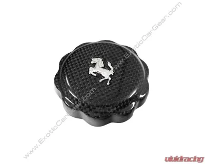 Exotic Car Gear Carbon Fiber Oil Cap Cover w/ Genuine Cavallino Ferrari Models - ECG-FER-OFC