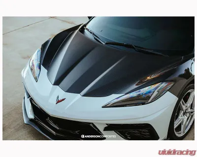 Anderson Composites Dry Front Hood Chevrolet Corvette Stingray C8 2020-2024 - AC-HD20CHC8-OE-DRY