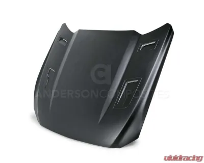 Anderson Composites Type-GTH Fiberglass Hood Ford Mustang GT 2015-2023 - AC-HD15FDMU-AT-GF
