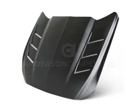 Anderson Composites Heat Extractor Fiberglass Hood Ford Mustang GT 2015-2017