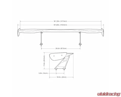 Anderson Carbon 59.375" Wide Universal Carbon Fiber GT Wing - GTWING-1