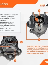 Dorman - OE Solutions Pre-Pressed Hub Assembly - Rear                                     - 950-008 - Image 3