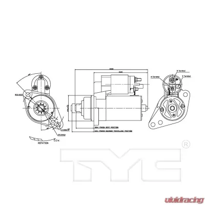 TYC Genera Starter Motor Volkswagen 2.5L 5-Cyl Manual - 1-17968