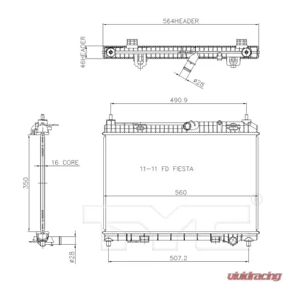 TYC Genera Radiator Assembly Ford 1.6L 4-Cyl - 13201