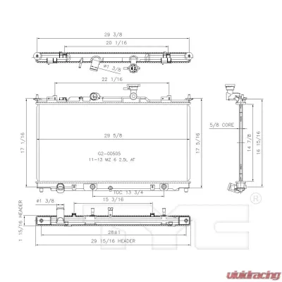 TYC Genera Radiator Assembly Mazda Mazda 6 2011-2013 2.5L 4-Cyl - 13389