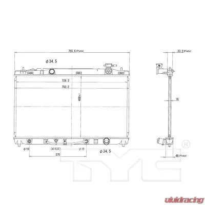 TYC Genera Radiator Assembly Toyota Camry 2007-2009 2.4L 4-Cyl - 2917