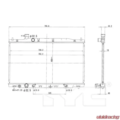 TYC Genera Radiator Assembly Honda CR-V 2007-2009 2.4L 4-Cyl Automatic - 2954
