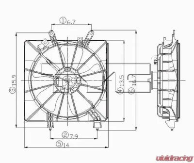 TYC Genera Engine Cooling Fan Assembly Honda Civic Right 2001-2005 1.7L 4-Cyl - 600380