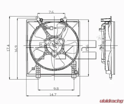 TYC Genera Engine Cooling Fan Assembly Mitsubishi Lancer 2002 2.0L 4-Cyl - 600510