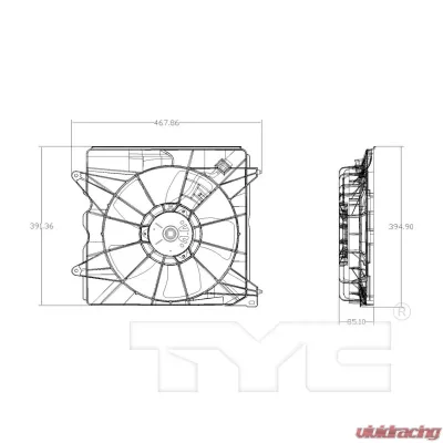 TYC Genera Engine Cooling Fan Acura TSX Left 2009-2014 2.4L 4-Cyl - 601460