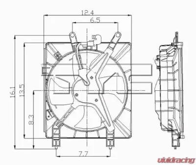 TYC Genera A/C Condenser Fan Assembly Honda Civic Left 2001-2005 1.7L 4-Cyl - 610380