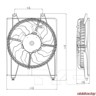 TYC Genera A/C Condenser Fan Assembly Hyundai Santa Fe 2007-2009 - 611000
