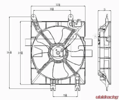 TYC Genera A/C Condenser Fan Assembly Suzuki Reno 2005-2008 - 611050