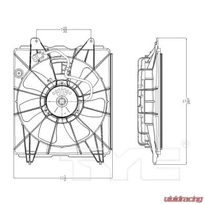 TYC Genera A/C Condenser Fan Assembly Honda Civic 2006-2011 1.3L 4-Cyl - 611140