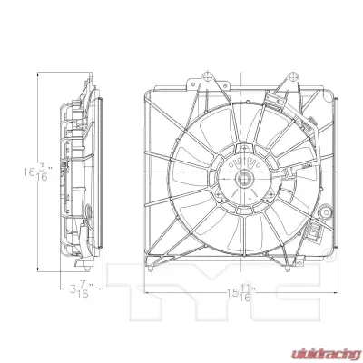 TYC Genera A/C Condenser Fan Assembly Honda Fit - 611290