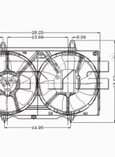 TYC Genera Dual Radiator and Condenser Fan Assembly Nissan Altima 1998-2001 Automatic                                     - 620040 - Image 4