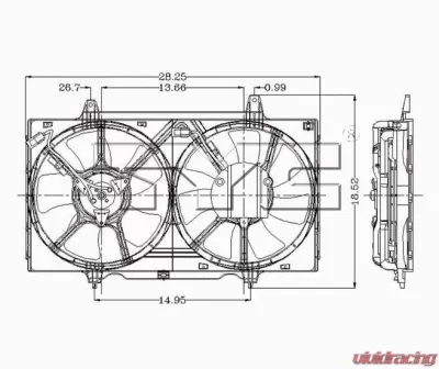 TYC Genera Dual Radiator and Condenser Fan Assembly Nissan Altima 1998-2001 Automatic - 620040