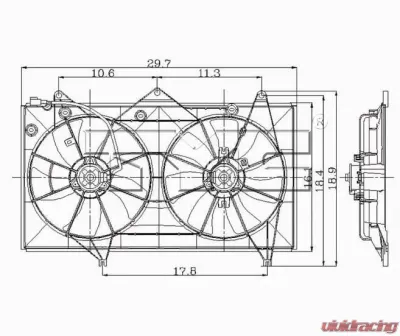 TYC Genera Dual Radiator and Condenser Fan Assembly Toyota Camry 2002-2006 2.4L 4-Cyl - 620400