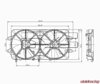 TYC Genera Dual Radiator and Condenser Fan Assembly Mazda 626 2000-2002 2.0L 4-Cyl - 620450