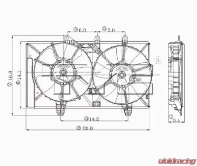 TYC Genera Dual Radiator and Condenser Fan Assembly Dodge Neon 2004-2005 2.0L 4-Cyl Automatic - 620820